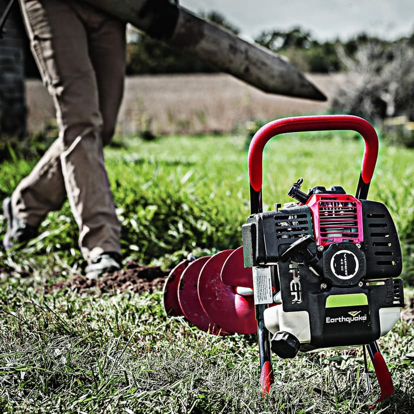Earthquake E43 1-Person Earth Auger Powerhead, 43cc 2-Cycle Viper Engine, 30:1 Transmission, 5 Year Limited Warranty, Red or Black Auger Bit