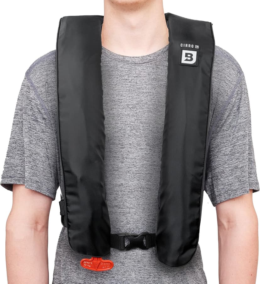 BLUESTORM Cirro 26 Automatic/Manual Inflatable Life Jacket PFD for Adults (Apex Black) | US Coast Guard (USCG) Approved Self Inflating Life Vest Preserver