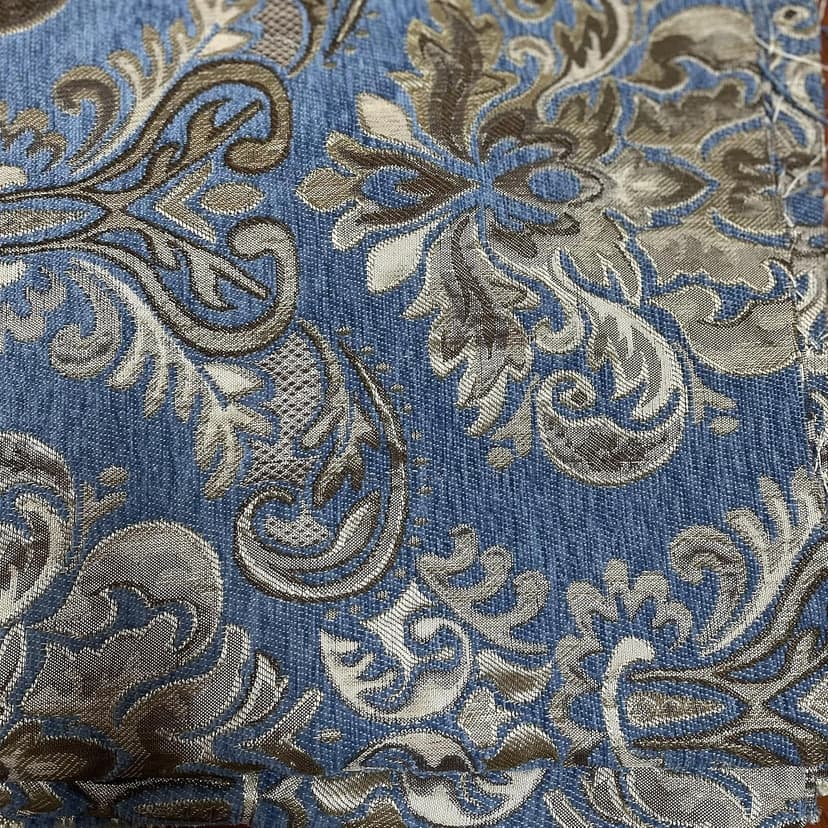 TinaKim Floral Upholstery Fabric, Jacquard Damask Chenille, for Recover Furniture Chairs Couch Material (Blue, 2 Yard)