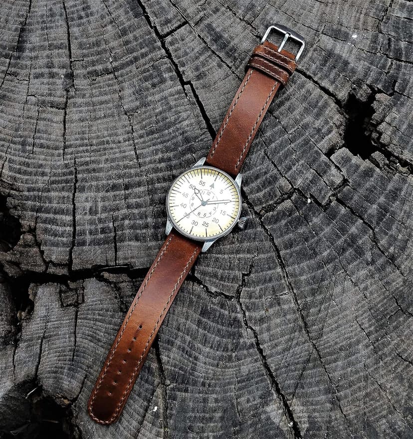 Mil-Tec Luftwaffe Me109 Aviator Vintage German WW2 Flieger Pilot Mens Watch - Military Easy to Read Calfskin Brown Leather Strap 3 Atm Analog Quartz