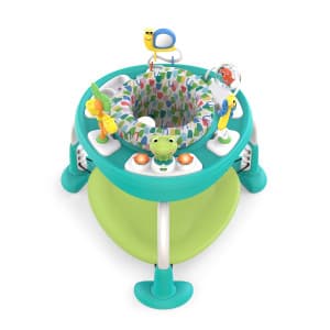 Bright Starts Bounce Bounce Baby 2-in-1 Activity Center Jumper & Table - Playful Pond (Green), 6 Months+
