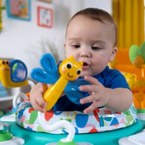 Bright Starts Bounce Bounce Baby 2-in-1 Activity Center Jumper & Table - Playful Pond (Green), 6 Months+