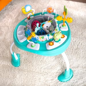 Bright Starts Bounce Bounce Baby 2-in-1 Activity Center Jumper & Table - Playful Pond (Green), 6 Months+