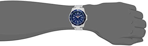 Accutime MEN'S SILVERTONE BRACELET WATCH WITH BLUE DIAL