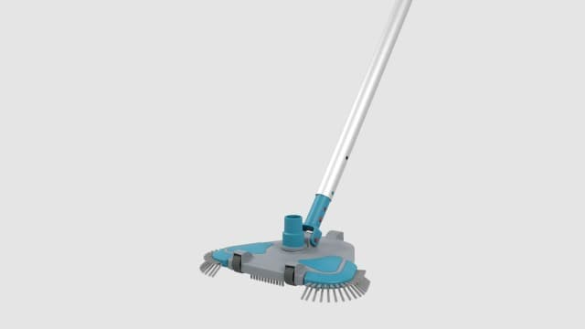 Upgrade Pro Weighted Triangular Pool Rotative Vacuum Head with Brush & EZ Clip Handle - for Cleaning Surface Safe on Vinyl Lined Pools