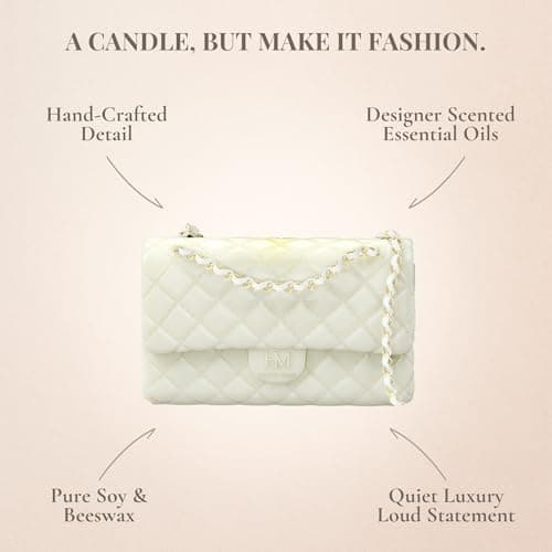 Handbag candle with GiftBox - Stocking Stuffers for Women - Haute Mess - Designer Gifts for Her - Luxury Candles for Women - Secret Sanata - Stocking Stuffers for teenage girls - White elephant gift