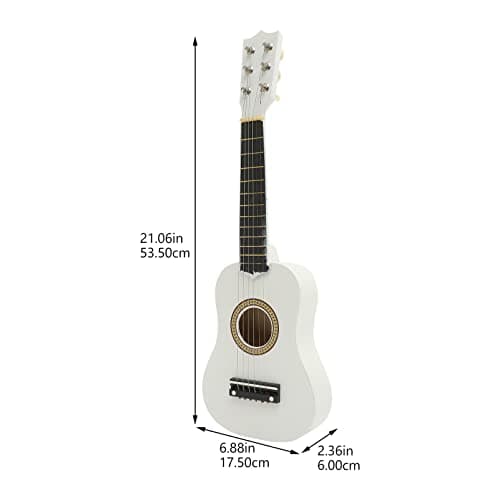 21 Inch Guitar Small Acoustic Guitar for Beginners 6- String Wooden Guitar White