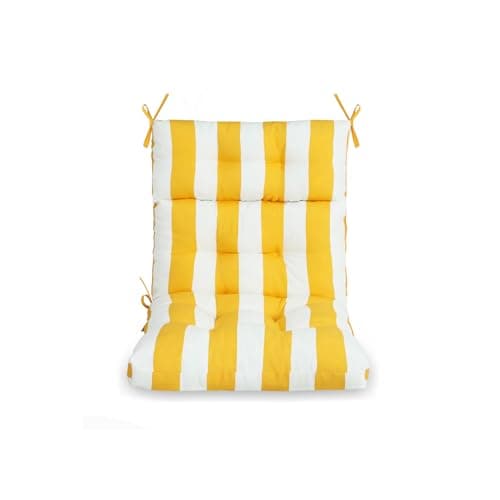 Only choice High Back Adirondack Chair Cushion Set of 2-44”x 22”x 4” Waterproof, Fade-Resistant Outdoor Rocking Chair Cushions for Patio, Garden, Porch (2, Yellow White Stripes)