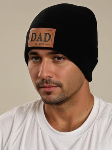 Men Gifts Worlds Best Dad Uncle Husband Leather Beanie Hat from Daughter Niece Christmas Stocking Stuffers Birthday Gifts