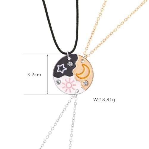 Joiigaem BFF Necklace For 3 Trio Sun Moon Star Friendship Puzzle Matching Necklaces For Best Friends 3 Sisters Forever Jewelry Gifts