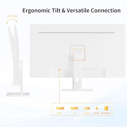 Touchscreen Monitor 2K 27 Inch IPS Gaming 100Hz, 10-Point Touch QHD 2560x1440 PC Display, HDMI VGA USBC Computer Monitor, Built-in Speakers, White