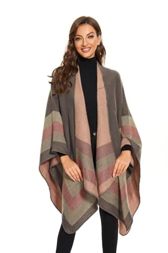 Shawl Wraps for Women, Elegant Knitted Cape Open Front Poncho Scarf Blanket Cardigan Coat for Spring, Autumn, and Winter B0B7B2BH9P