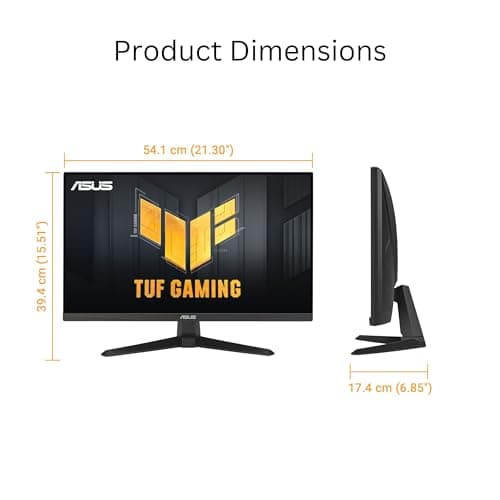 ASUS TUF Gaming 24” (23.8” viewable) 1080P Monitor (VG249QE5A) - FHD, 144Hz Overclock to 146Hz, IPS, Extreme Low Motion Blur Sync, 1ms, Speakers, Variable Overdrive, DisplayWidget Center, 3yr Warranty