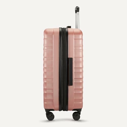 Amazon Basics 26" Hardside Medium Checked Luggage, Hardshell Suitcase With Wheels, Expandable For Up to 15% More Space, With Scratch-Resistant Surface, Four Multi-directional Wheels, Rose Gold