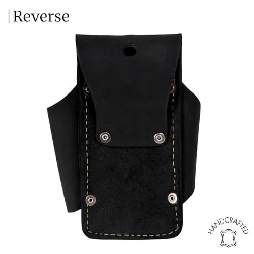 FESA Small Leather Tool Pouch - 5-in-1 Heavy Top Grain Leather Small Tool Pouch with a Steel Hammer Loop, 4 Pockets & Reinforced Heavy Duty Rivets - Fits Belts up to 3" - Handcrafted