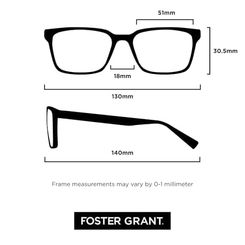Foster Grant Men's Lamar Square Reading Glasses