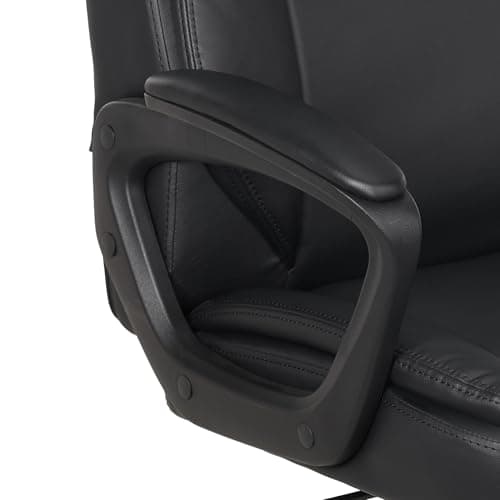 Amazon Basics Classic Puresoft PU Padded Mid-Back Office Desk Chair with Armrest, Easy Assembly, Sturdy Metal Base, Wheels, 275lb Support, 26"D x 23.75"W x 42"H, Black