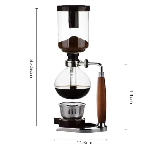 5 Cup,Siphon Coffee Maker with Wooden Handle ,syphon coffee brewer,coffee siphon,Vacuum Brewer Pot, Japanese Syphon Machine, Glass Drip Coffee Maker Set,Comes With 10 Sheets Of Coffee Filter Cloths