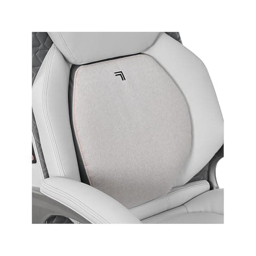 Sharper Image S600 Active Lumbar Ergonomic Bonded Leather Swivel Executive Massage Chair, White/Gray