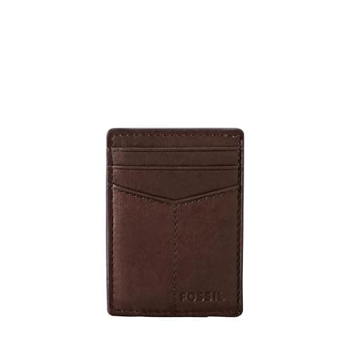 Fossil Men's Leather Minimalist Magnetic Card Case with Money Clip Front Pocket Wallet for Men