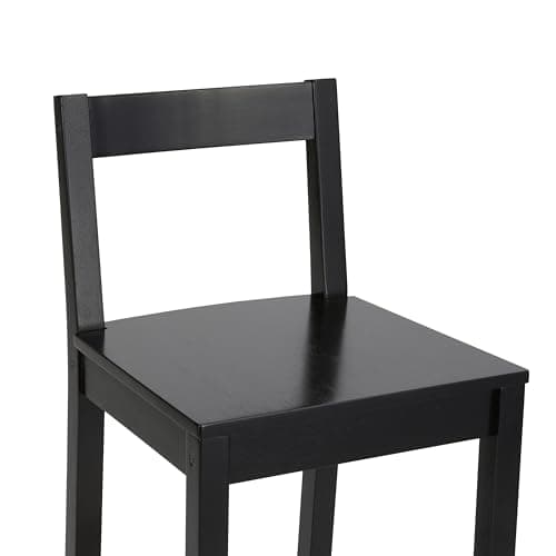 Amazon Basics Wooden Counter Height Bar Stool with Backrest for Kitchen Island, 24", Black, Set of 2