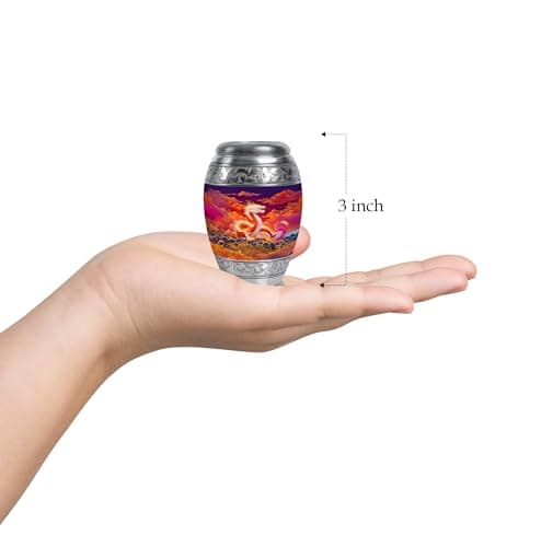 Orange Dragon Keepsake Funeral Urns for Adult Ashes Men, Purple Memorials & Funerary Urn for Ashes, Burial Gift for Loss of Husband, Decorative Cremains Ash Holder, 3 Inch B0FFZ9LZG6