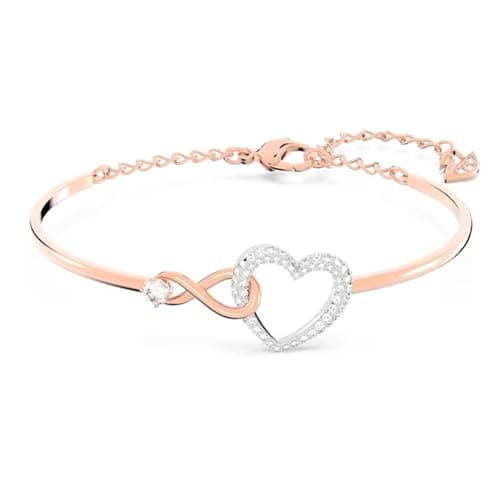 Swarovski Infinity Heart Jewelry Collection, Necklaces and Bracelets, Rose Gold & Rhodium Tone Finish, Clear Crystals