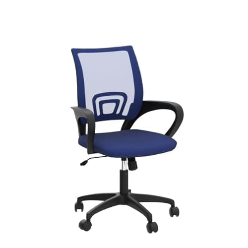 Home Office Chair Desk Chair Computer Chair with Lumbar Support& Armrest, Adjustable Ergonomic Mid Back Task Chair Mesh Rolling Swivel Office Desk Chairs for Bedrooms, Blue