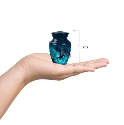 Dragon Small Memorial Urns for Human Ashes Adult Man - Keepsake Green Funeral Urn for Ashes for Women - Mini Blue Burial Urn for Mom & Dad - Cremation Urns for Human - 3 Inch B0FCMK3X17