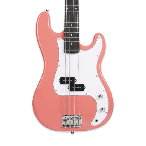 Fojill Full Size 4 Four String Electric Bass Guitar 20W Amplifier Amp Right Hand Beginner Starter Kit Set Combo Bundle Accessory Gig Bag,Strap,Picks,Capo,Noiselss Cable,Strings (Pink)