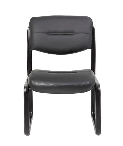 Boss Office Products B9539 Leather Sled Base Side Chair in Black, 250