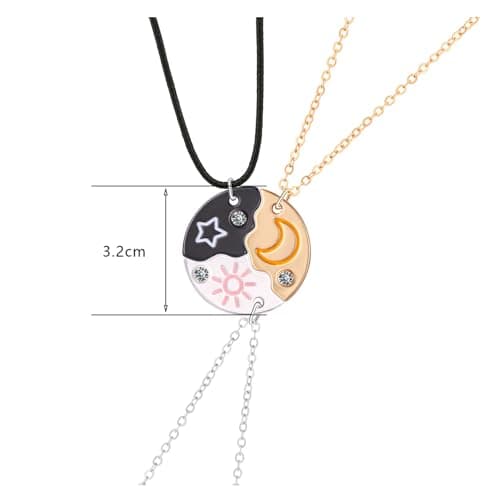 ZAHSY BFF Friendship Necklace for 3 Best Friends Gifts for Women Sun Moon and Stars Necklace Gifts for Bestie Sisters Best Friend Christmas Gift for Three Best Friend Birthday Gifts for Women