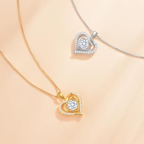 waitrose Moissanite Heart Necklace for Women Birthday Gifts for Wife S925 Sterling Silver Jewelry for Christmas Anniversary Valentine Birthday Gift for Her Girlfriend Mom