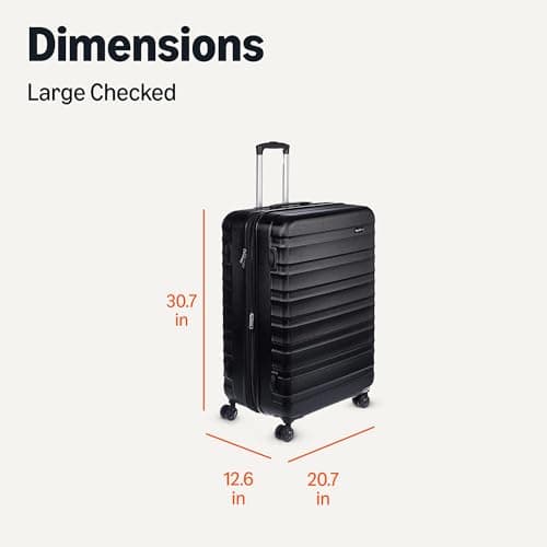 Amazon Basics 30" Hardside Large Checked Luggage, Hardshell Suitcase With Wheels, Expandable For Up to 15% More Space, With Scratch-Resistant Surface, Four Multi-directional Wheels, Black