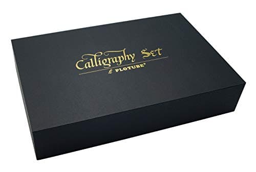 Calligraphy Pen Set – Includes Wooden Dip Pen, Antique Brass Holder, 11 Nibs, 7 Colors Ink Bottles and Beginner's Manual