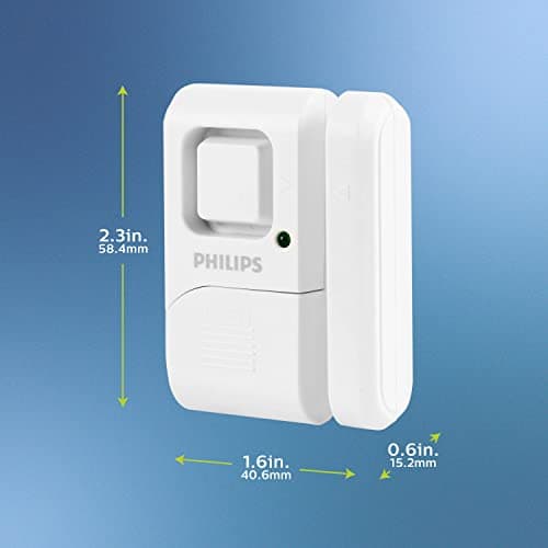 Philips Personal Security Window and Door Alarm, 4 Pack, DIY Protection, Burglar Alert, Wireless, Chime/Alarm, Easy Installation, Ideal for Home, Garage, Apartment, RV and More, LRM3320W/27