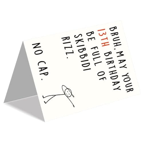 13 Year Old Birthday Gifts Decorations for Boy Girl Daughter Son Niece Nephew with Gen Z Slang Meme Design Funny 13th Birthday Card for Boys Girls B0FN7WD6RQ
