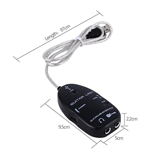 Sunicon Professional USB Guitar Cable, Guitar to USB Interface Cable Link Audio with Software CD Driver for PC Recording Adapter