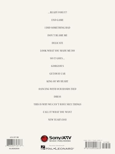 Taylor Swift - Reputation Songbook | Piano, Vocal, Guitar Sheet Music | 15 Songs Including Look What You Made Me Do, Delicate, and More | Hal Leonard Music Book for Beginners and Advanced Players