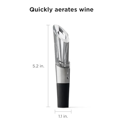 Rabbit W6127 Wine Aerator and Pourer, Clear and Stainless Steel Design, Easy to Use for Enhancing Wine Flavor and Smooth Pouring
