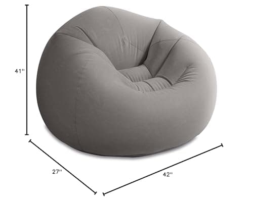 Intex 6 Pack Inflatable Beanless Bag Chair, Portable Blowup Lounge Seating, Gray