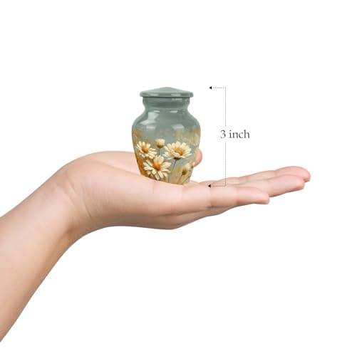 Daisy Urn for Ashes - Funeral Urns for Women - Daisy Cremation Urn for Adult Ashes Men - 2/3 Tablespoon of Ash Keepsake Box Daisy Urn - Flower Urn Small Keepsake - Urns for Burial in Ground - 3 Inch B0CZXM5ZJD
