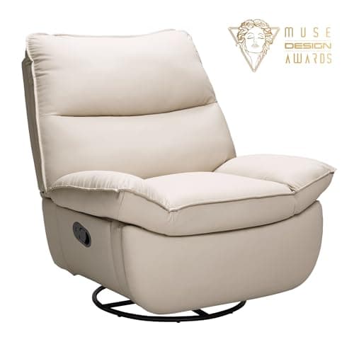 FLEXISPOT XRC7 Swivel Rocker Recliner Chair, 360° Swivel Oversized Armless Recliner Gaming Chair, Award-Winning Design with Premium PU Leather Upholstery for Living Room Gaming Room, Beige