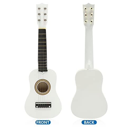 21 Inch Guitar Small Acoustic Guitar for Beginners 6- String Wooden Guitar White