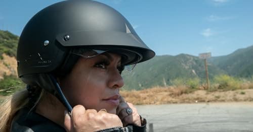 GLX M14 Open Face Motorcycle Helmet - Matte Black, Large - DOT Approved