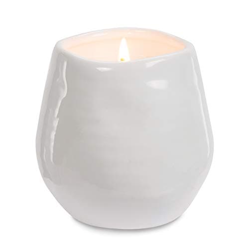 Pavilion - 8 Oz Candle Holder - White Ceramic Candle Jar with 100% Soy Wax Candle Serenity Scent "Make a wish Happy 30th" Ideal Gift for Loved Ones - Printed Text, Love Theme & Oval Shape