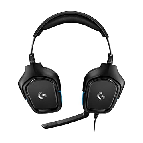 Logitech G432 Wired Gaming Headset, 7.1 Surround Sound, DTS Headphone:X 2.0, Flip-to-Mute Mic, PC (Leatherette) Black/Blue