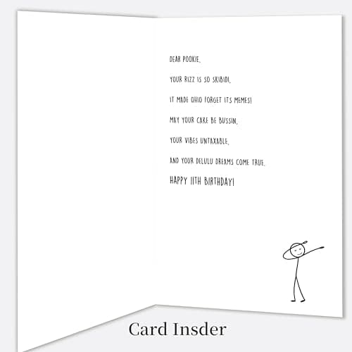 11th Birthday Card,11 Year Old Birthday Gifts & Decorations for Boys Girls Son Daughter Nephew Niece,Funny 11th Birthday Card for Him Her with Gen Z Teenagers Slang Meme-Inspired Design