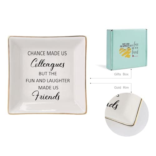 HOME SMILE Colleague to Friend Gifts for Women Jewelry Tray- Retirement Leaving Farewell Appreciation Birthday Christmas-Chance Made Us Colleagues,But The Fun and Laughter We Share Made Us Friends B08DLMDMYG