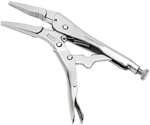 Amazon Basics 5-Piece CR-V Locking Pliers Set with Wire Cutters, 2 Straight Jaw, 3 Curved Jaw, 6.5-10 inch, Silver, Carrying Case